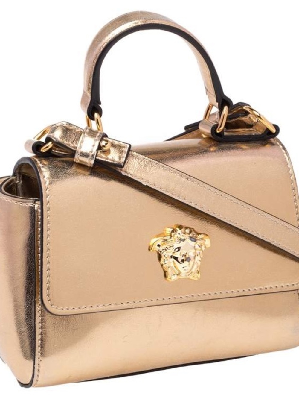 Versace Gold Leather Medusa Flap Crossbody Bag